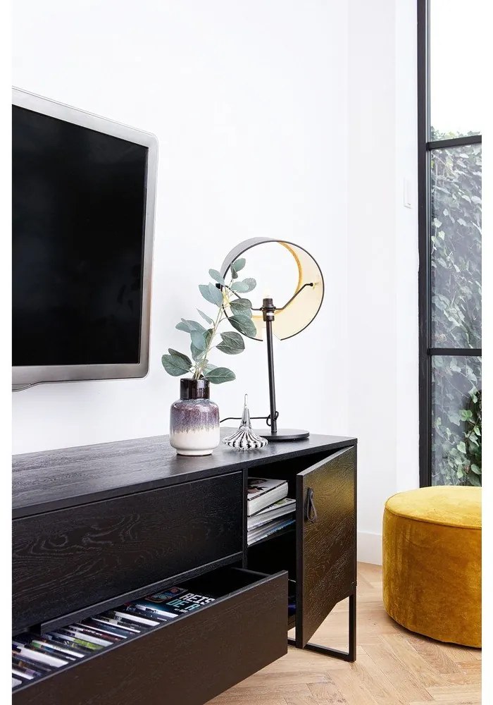 Čierny TV stolík z jaseňového dreva 180x61x44 cm Silas – WOOOD