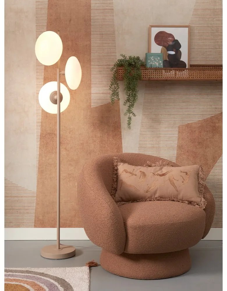 Krémovobiela stojacia lampa so skleneným tienidlom (výška 161 cm) Sapporo – it's about RoMi