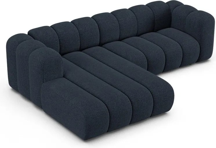 Tmavomodrá ženilková rohová pohovka (ľavý roh/s leňoškou) Lupine – Micadoni