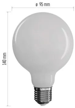 EMOS LED žiarovka Filament E27, G95, 7,8 W, denná biela