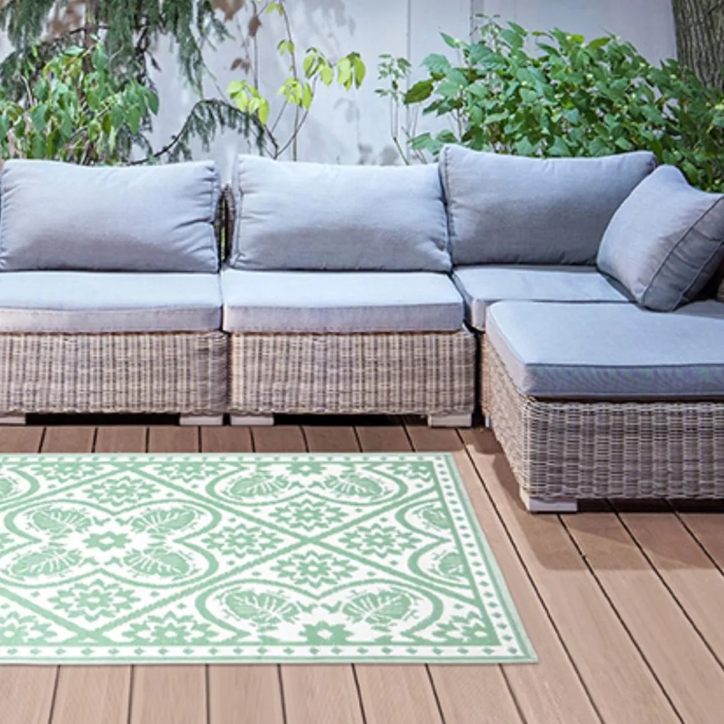 Esschert Design Koberec Hayley, 122x180 cm, biela/zelená
