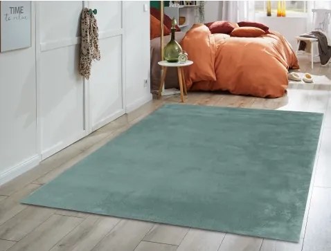 Koberec Laza 60x110 cm, zelený, imitácia králičej kožušiny%