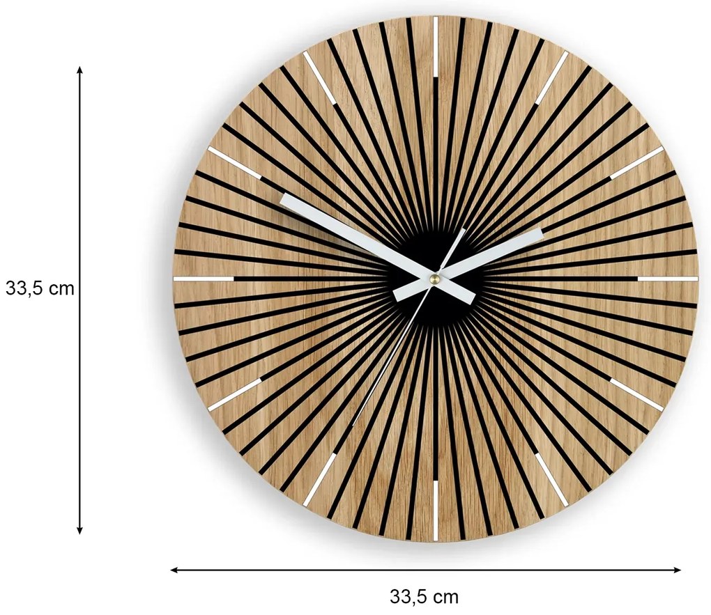 Dřevěné nástěnné hodiny Arian 33 cm dub přírodní/černé