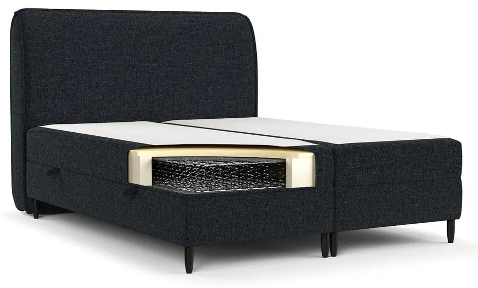 Čierna boxspring posteľ s úložným priestorom 140x200 cm Melba – Maison de Rêve
