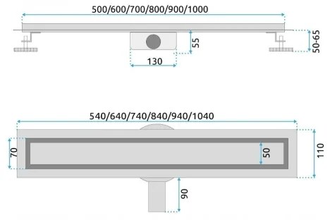 REA-G5808 - Odtokový žľab NEOX PRO 70 cm z nerezovej ocele