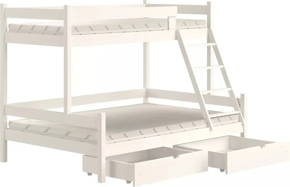 Detská poschodová posteľ Poli so zásuvkami 80x180 cm - biela