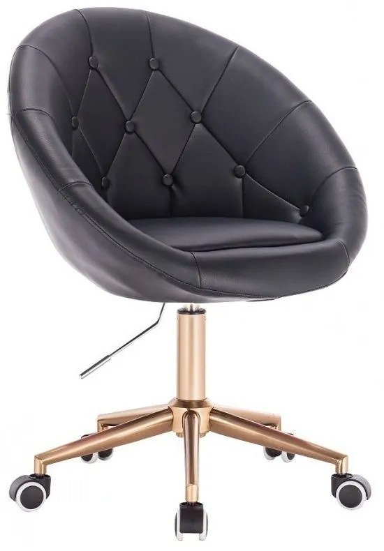 LuxuryForm DESIGN Kreslo VERA na zlaté podstave s kolieskami - čierne