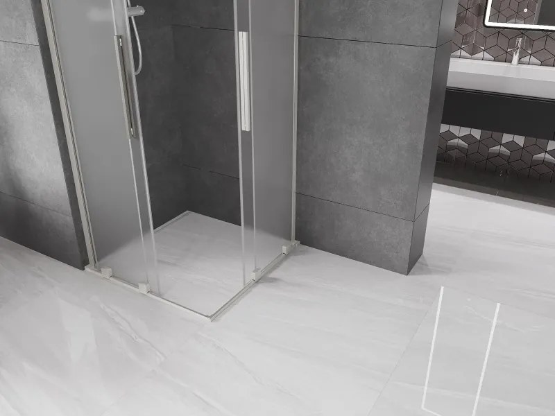 Mexen Velar L Duo, sprchový kút s posuvnými dverami 100 x 100 cm, 8mm sklo námraza, brúsená oceľ, 871-100-100-02-33-97