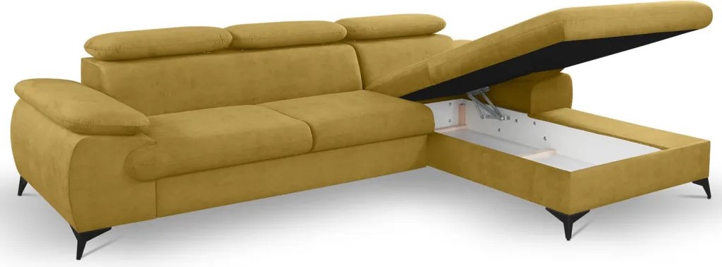 Rohová sedacia súprava Scala, žltá látka, pravý roh
