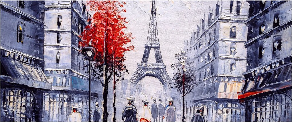 Obraz uličky v Paríži, olejomaľba (120x50 cm)
