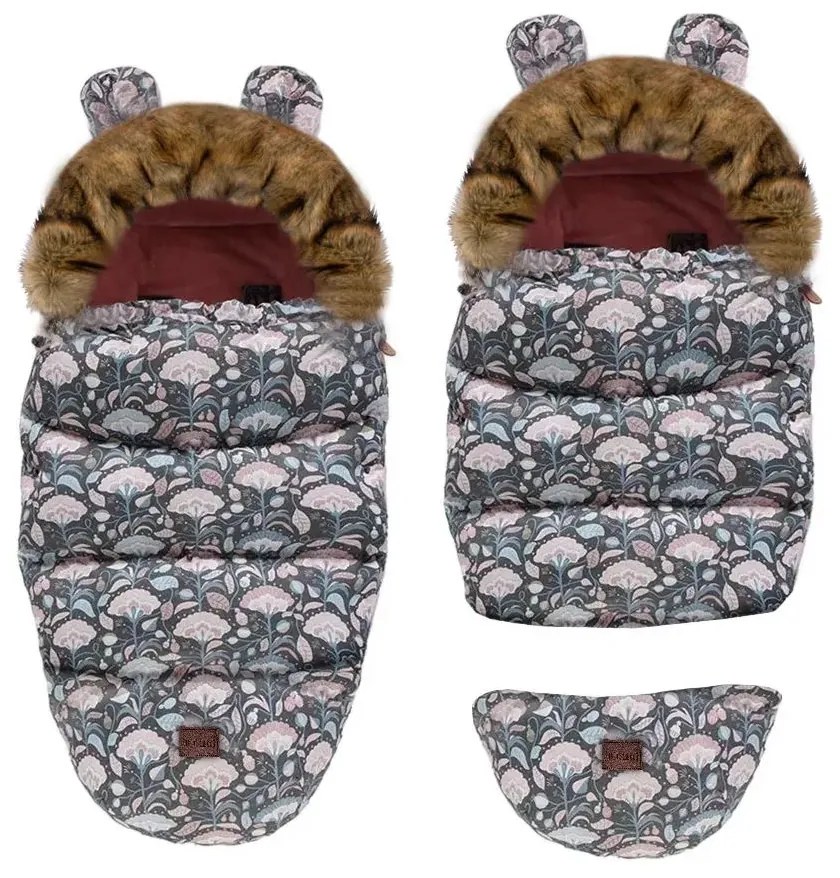 Rastúci fusak do kočíka TEDDY GROW-UP - ružové lístky