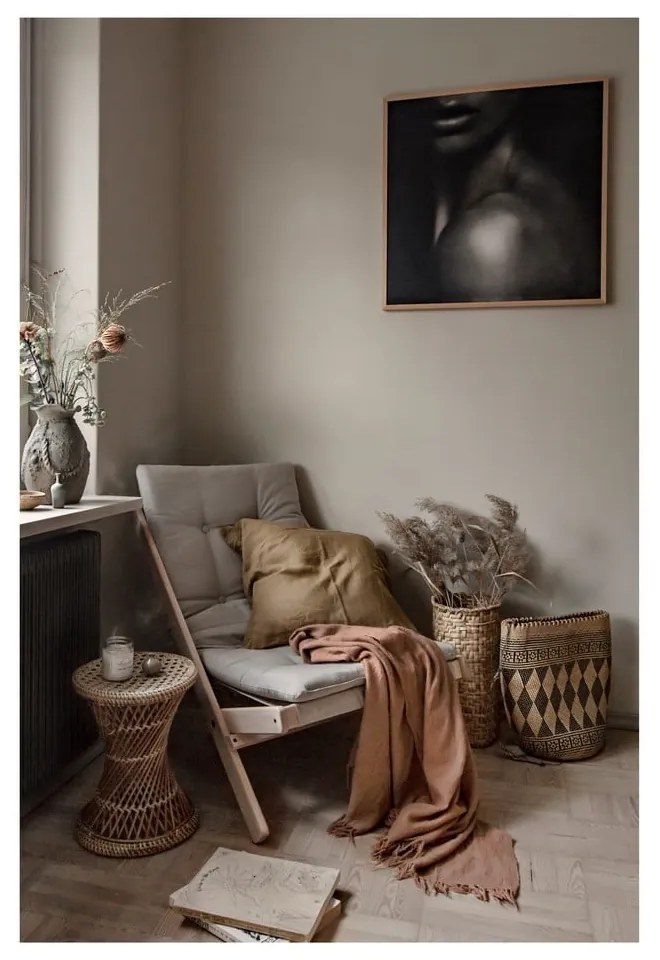 Sivé skladacie kreslo z bukového dreva Karup Design Boogie Raw/Linen