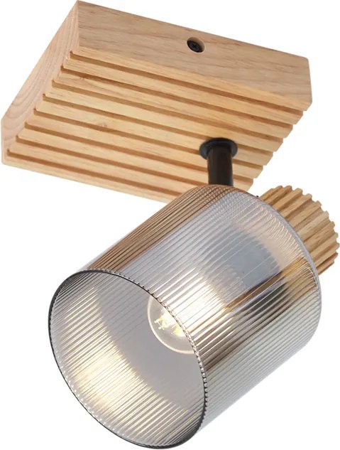 Inteligentný reflektor drevený s dymovým sklom otočný a naklápací vrátane Wifi G45 - Gracy