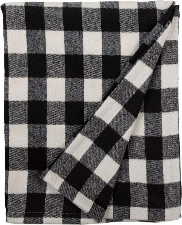 Čierno-biely károvaný plyšový pléd - 130*170 cm