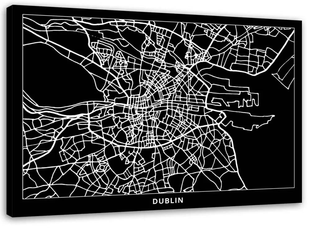 Obraz na plátně Mapa města Dublin - 120x80 cm
