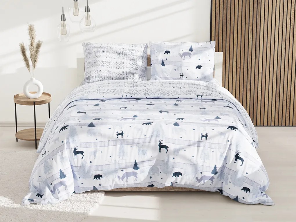 Bavlnené obliečky Renforcé SOBI A STROMKY biele Rozmer obliečky: 70 x 90 cm | 140 x 200 cm