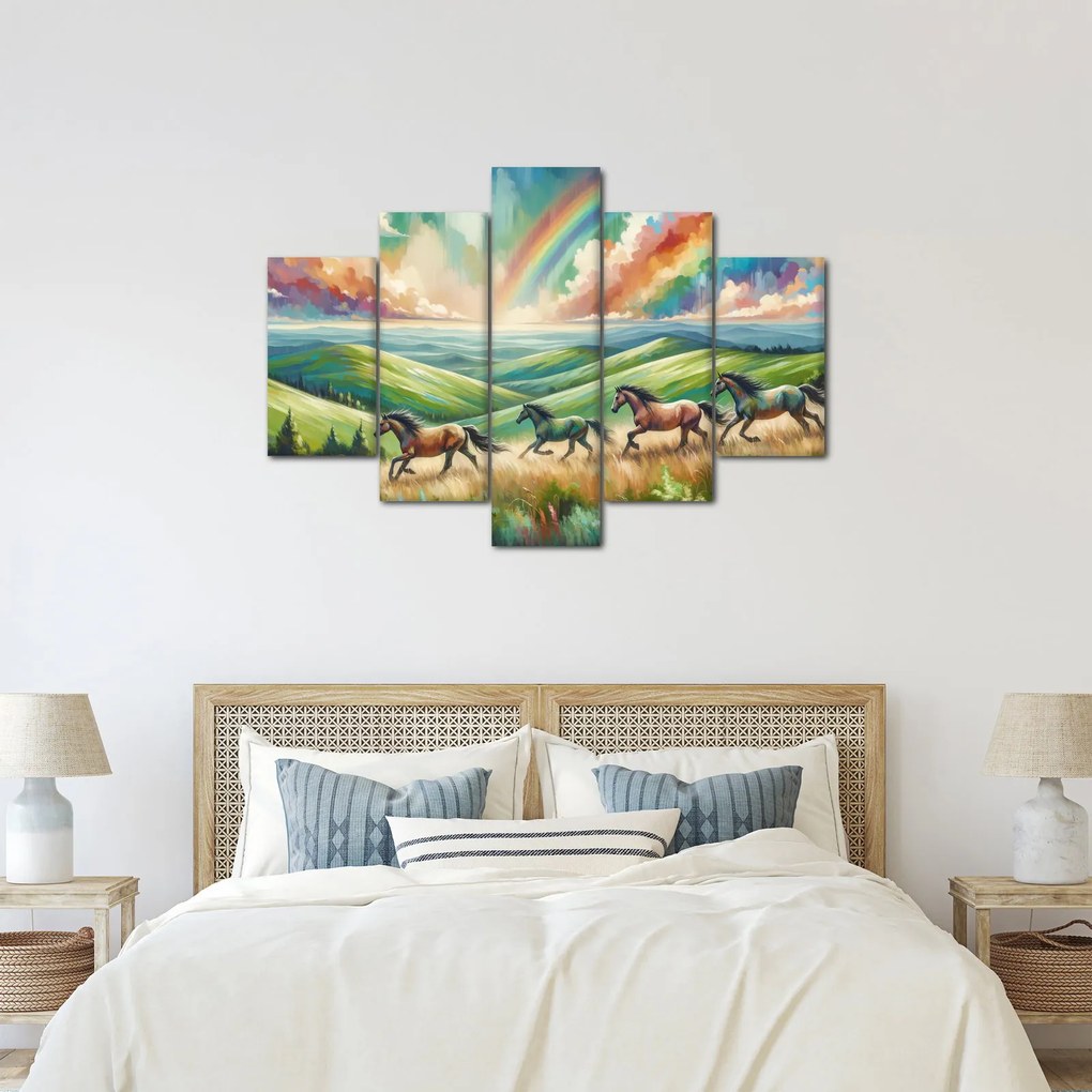 Obraz – Kone cválajúce krajinou (150x105 cm)