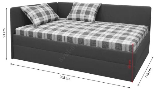 Čalúnená válenda s univerzálnym čelom L/P ARLY 110x200 cm antracit/biela