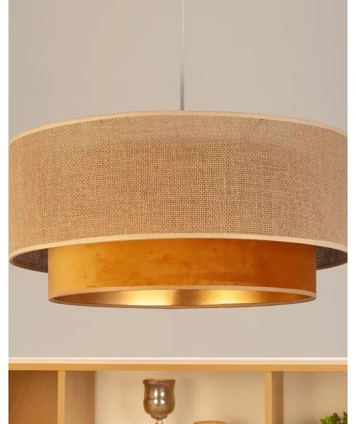 Luster na lane SARTA 1xE27/60W/230V medený/jutový