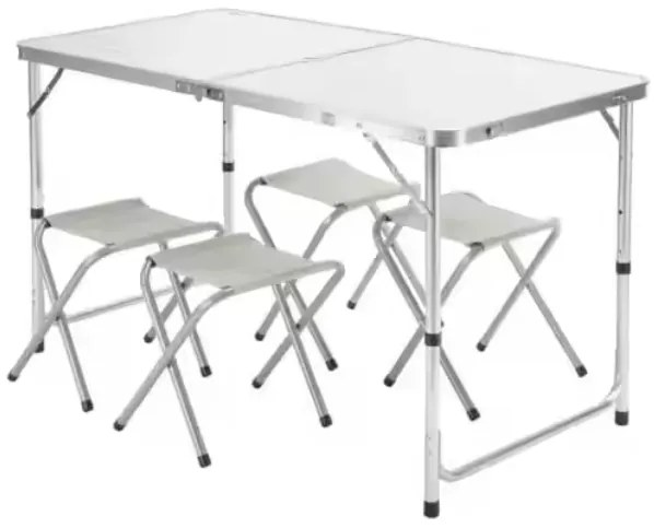 Lean Toys Skladací záhradný nábytok biely – 1 stôl, 4 stoličky