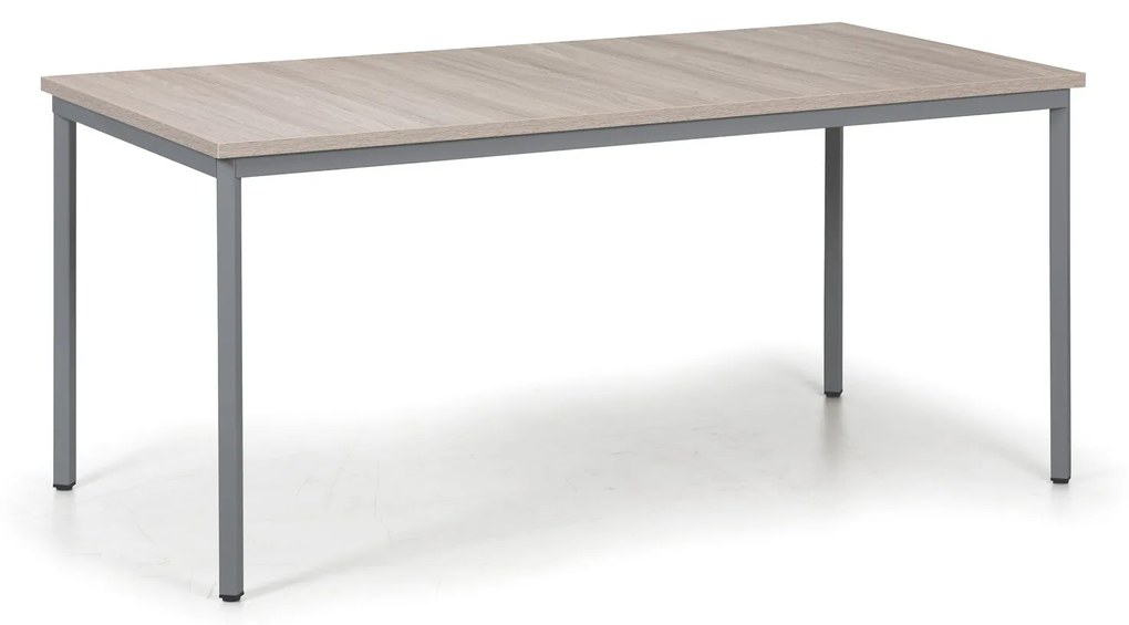 Jedálenský stôl TRIVIA, tmavo sivá podnož, 1600 x 800 mm, dub prírodný