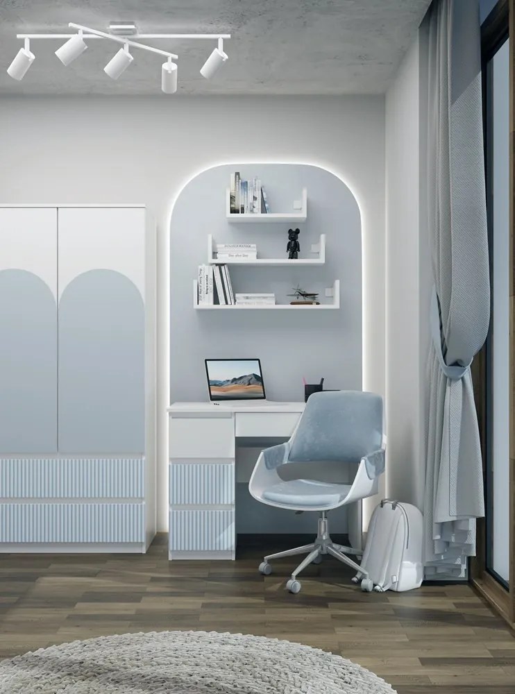 Detský písací stôl MALWA ARTESO bielo-modrý ľavý