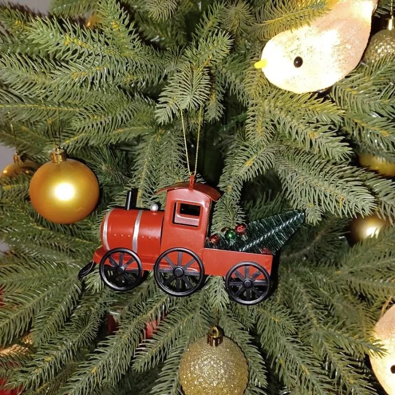 DECOLED Kovová lokomotíva, 15,2 x 4,5 x 8,2 cm, červená