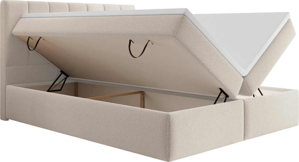 Boxspring posteľ s úložným priestorom Mareli 160x200 - béžové buklé Quelle 03