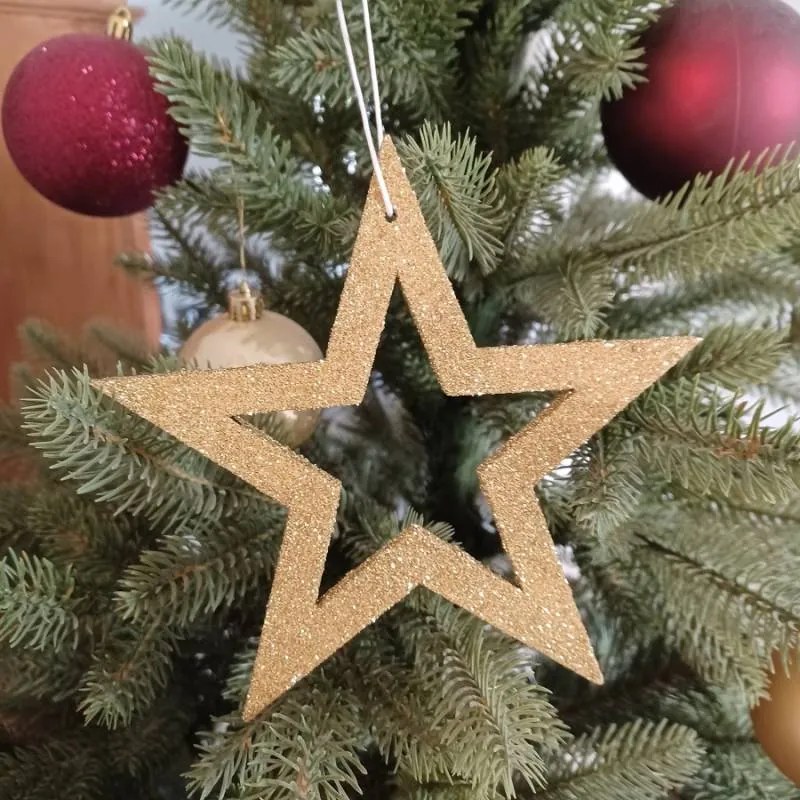 DECOLED Zlatá hvězda, dutá, 15 cm