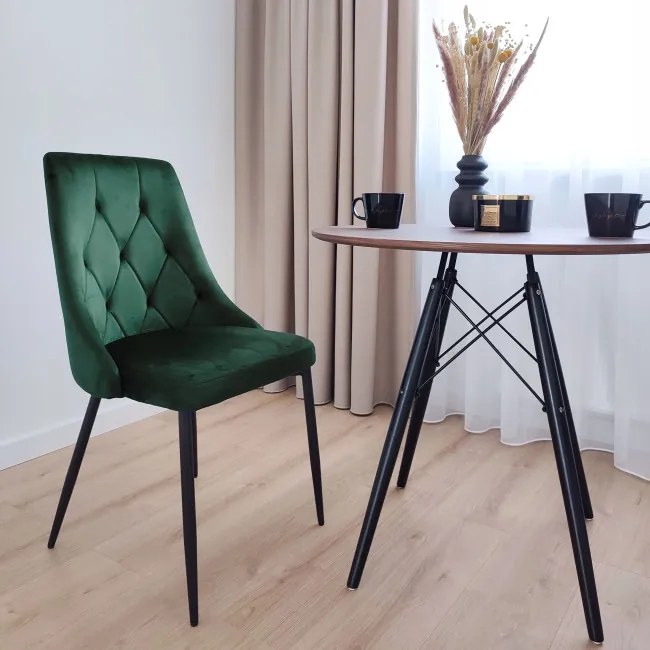 Jedálenská stolička LINCOLN zamatová, tmavozelená