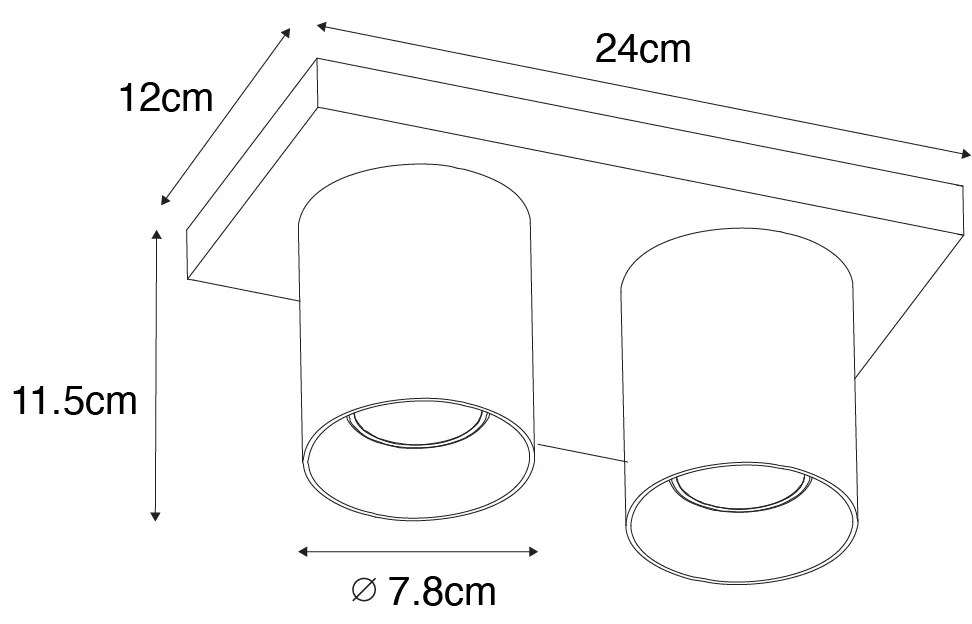 Moderné stropné bodové svietidlo čierne 2-žiarovkové - Tubo