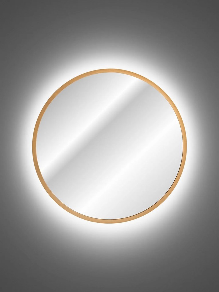 Comad Závesné zrkadlo s LED osvetlením Hestia ⌀60 cm, zlaté