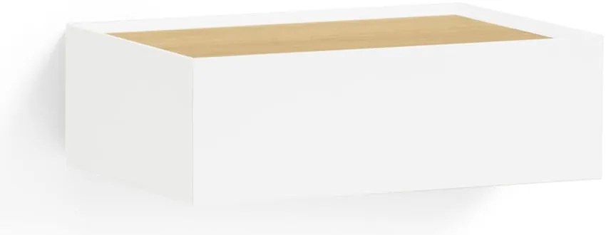 Biely závesný nočný stolík s doskou v dubovom dekore Arista – Teulat