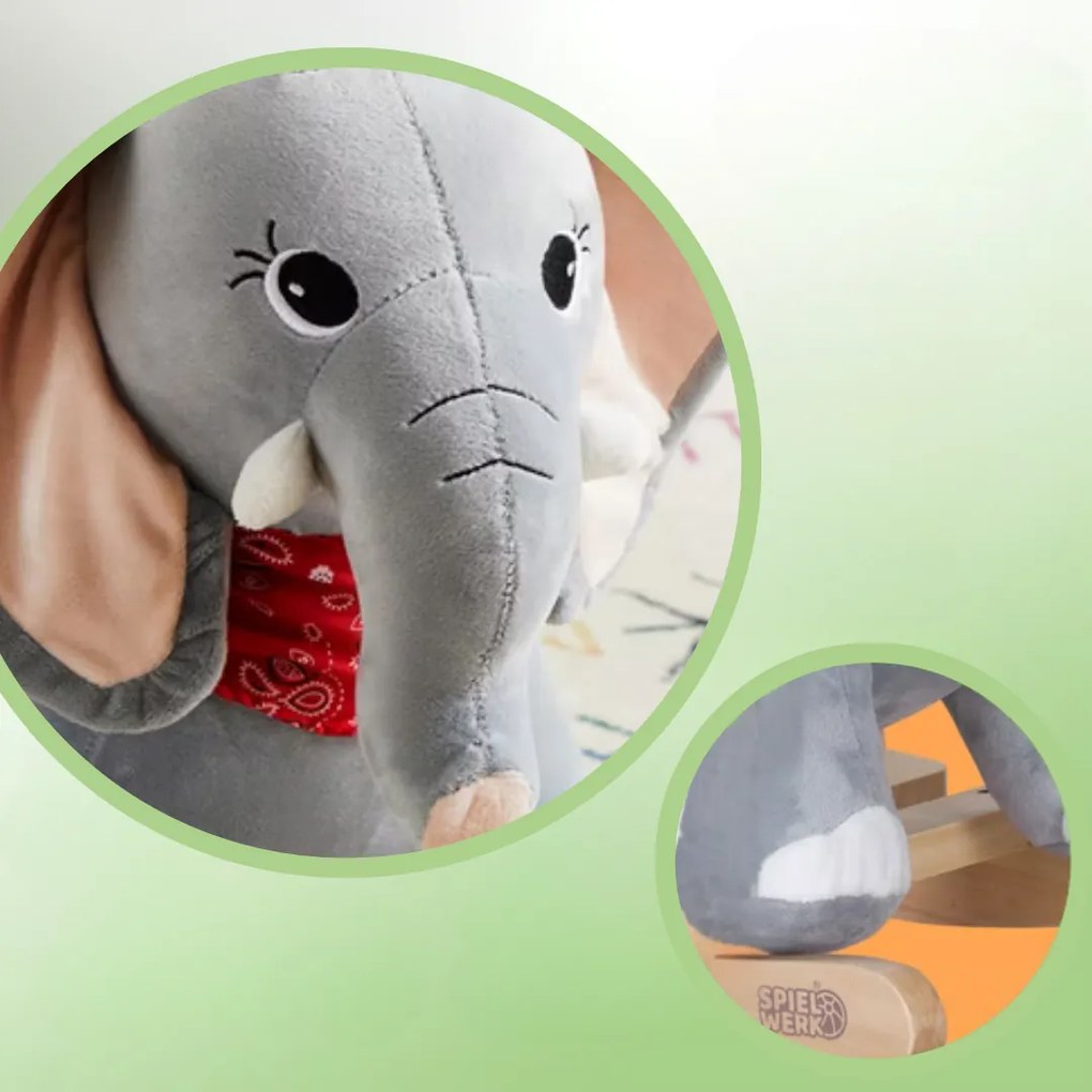 Hojdacia hračka slon VICTOR s bezpečnostným pásom, šedá Spielwerk