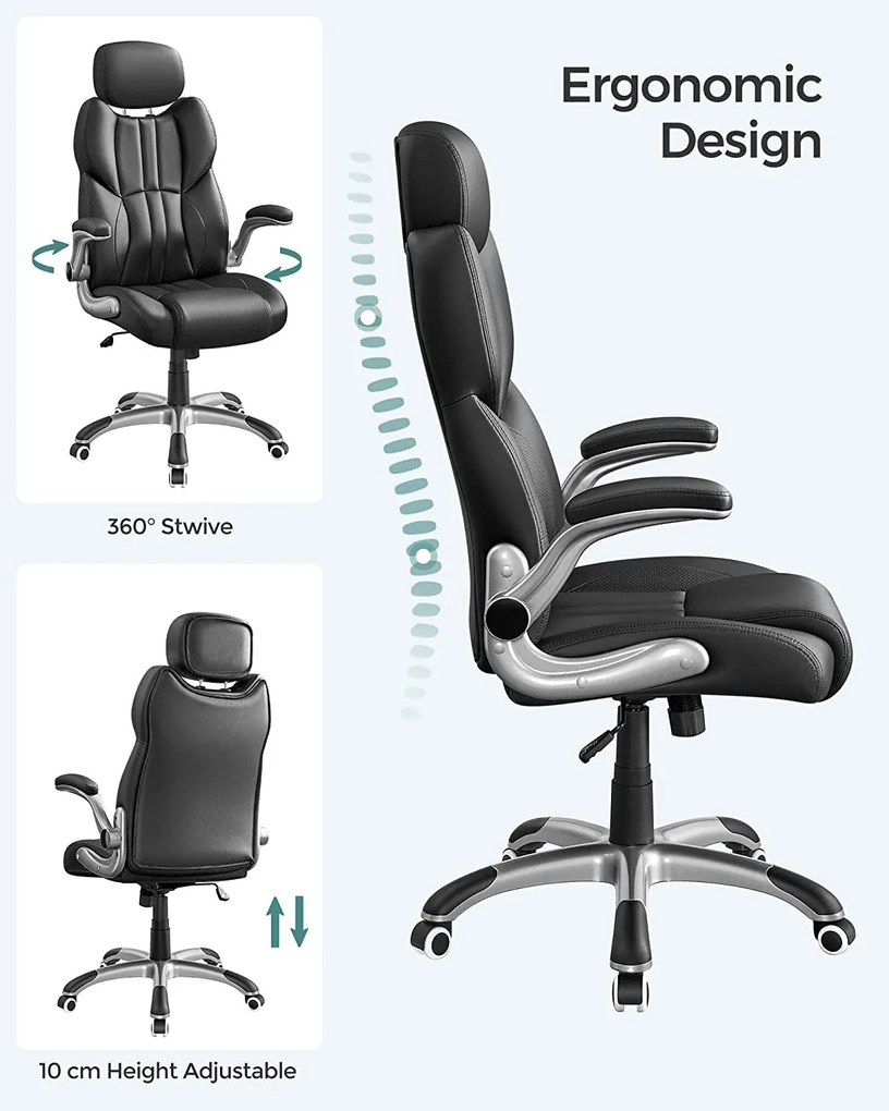 Luxusné kancelárske kreslo, kancelárska ergonomická stolička, čierna