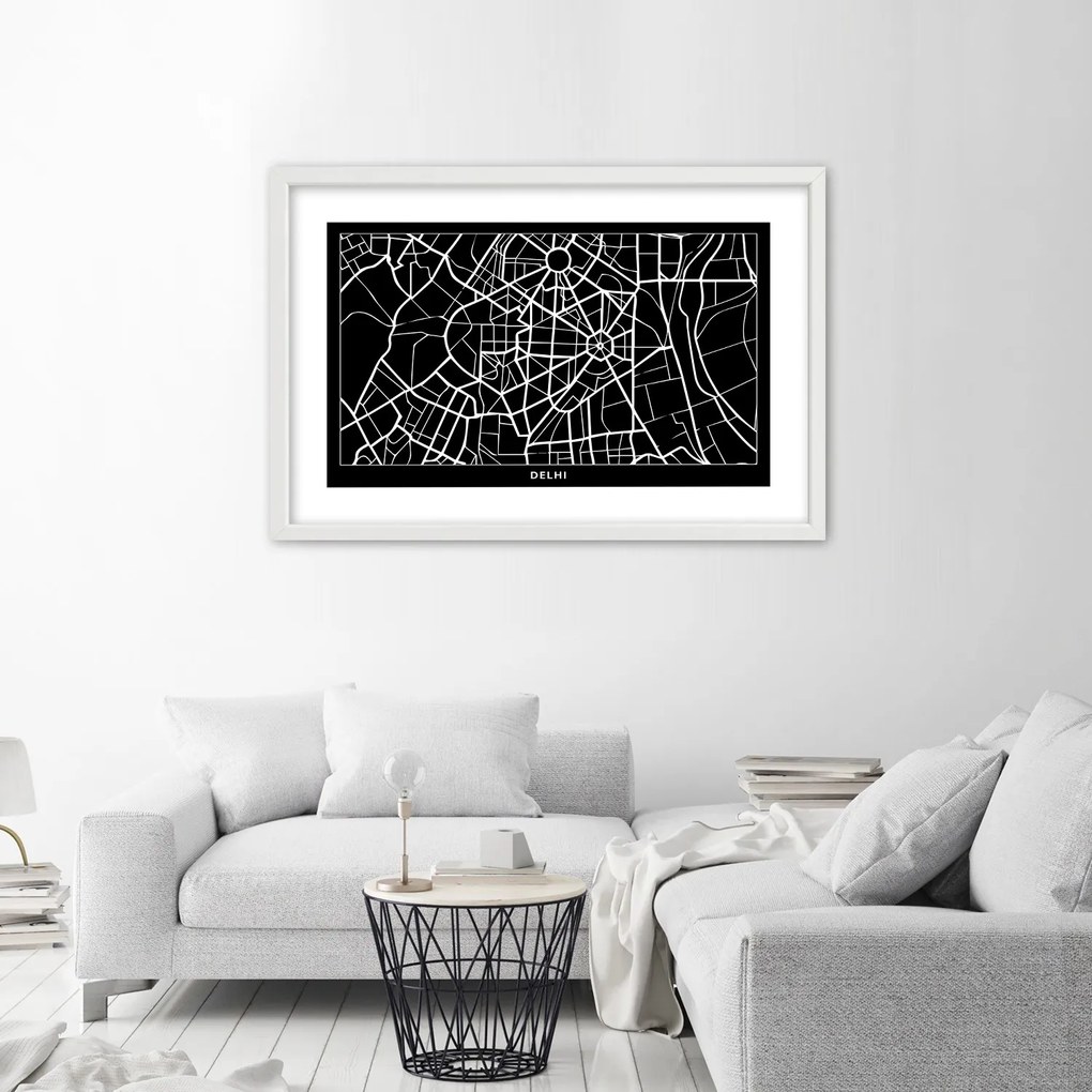 Gario Plagát Plán mesta Dillí Farba rámu: Bez rámu, Rozmery: 100 x 70 cm