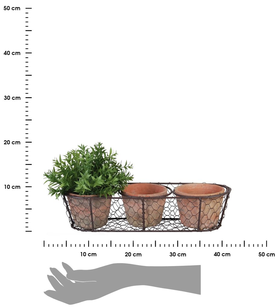 KERAMICKÝ KVETINÁČ SADA 3KS 9,8X36,7X13 CM TEHLOVÁ