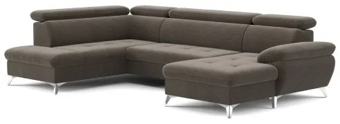 Rozkladacia rohová sedačka CATANIA do U, ľavá, hnedá, s úložným priestorom