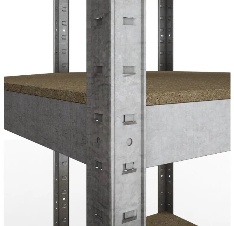 Fistar Rohový regál 1800x900x450x635 mm kovový zinkovaný 5-policový, nosnosť 750 kg