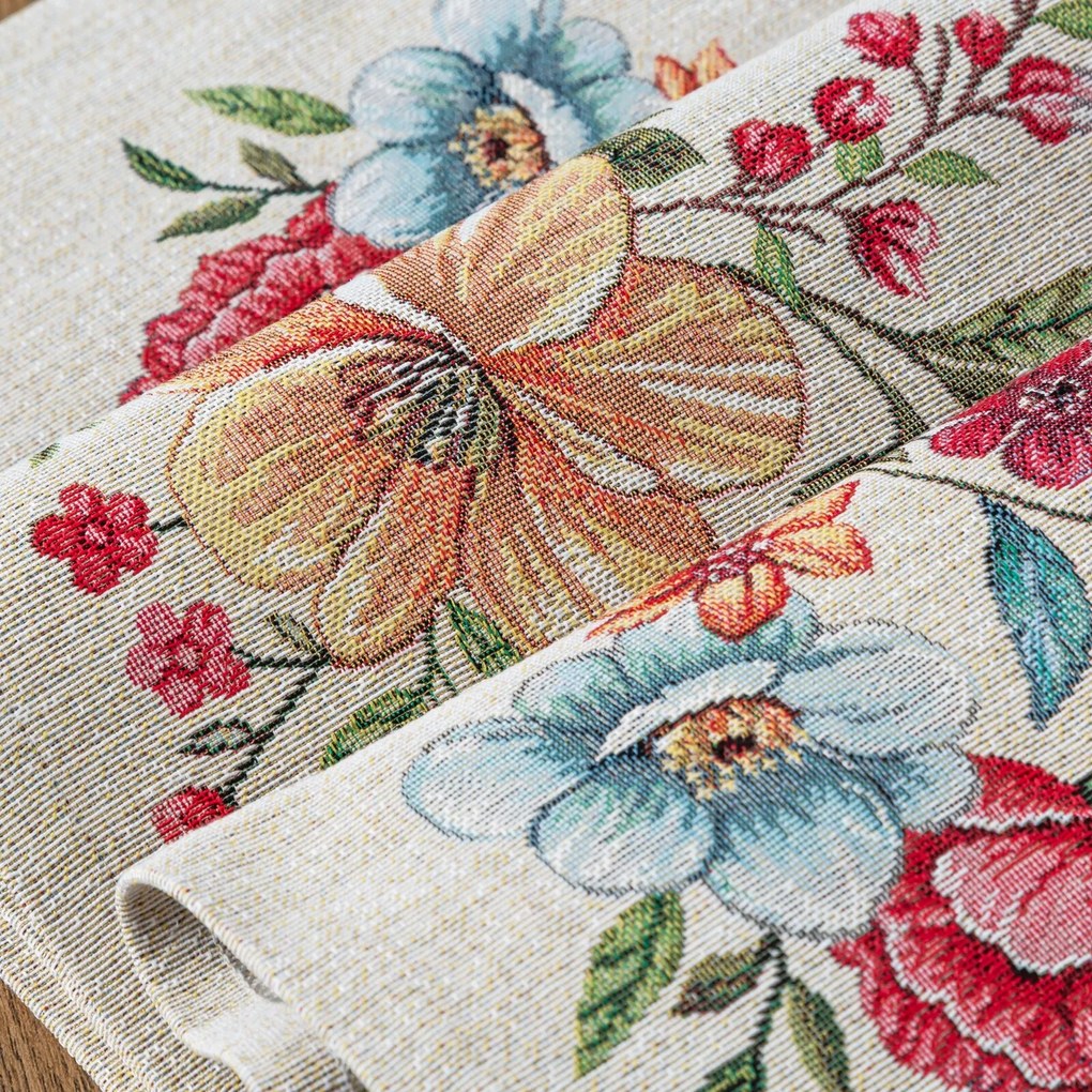 GOBELÍNOVÝ OBRUS FLORIS 100X100 CM VZOROVANÁ