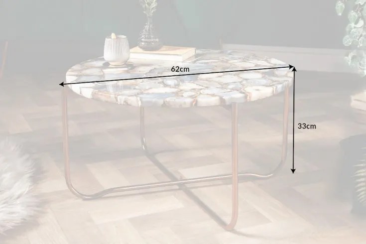 Konferenčný stolík Noble 62cm achát modré zlato