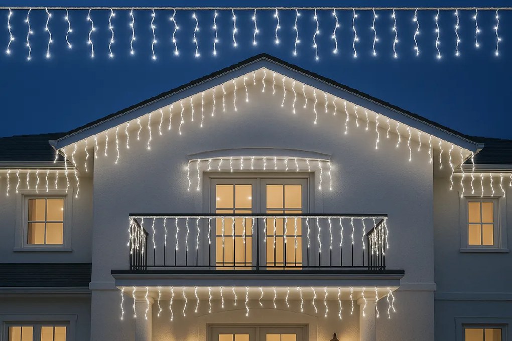 Vianočné svetielka LED záclona FLASH studená biela 500 LED