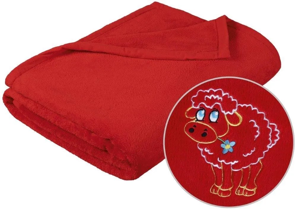 Brotex Mikro deka detská s výšivkou 75x100 cm Červená