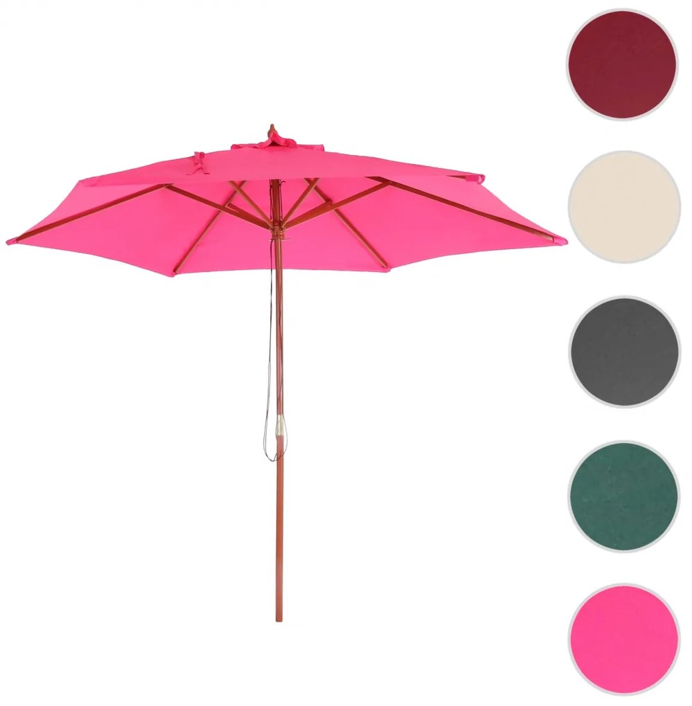 Slnečník Florida Ø 3m - polyester/drevo - ružová