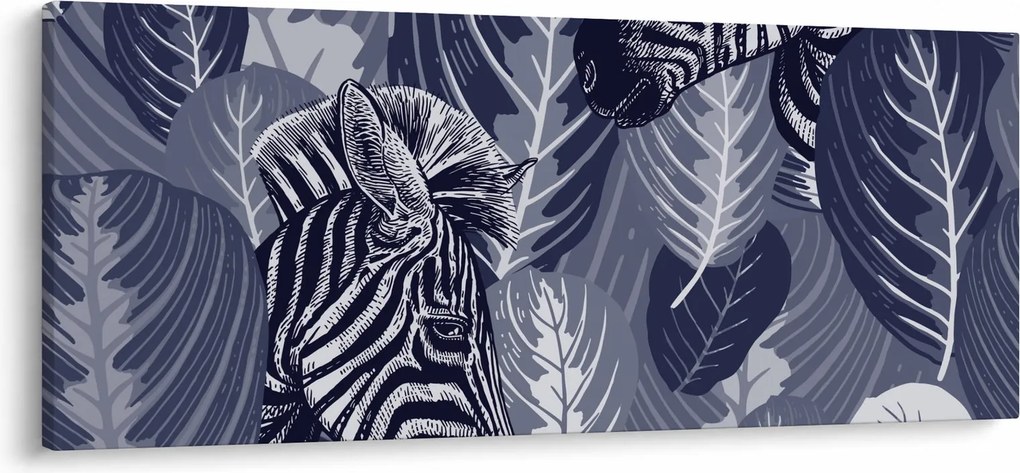 Obraz - Modré zebry (120x50 cm)