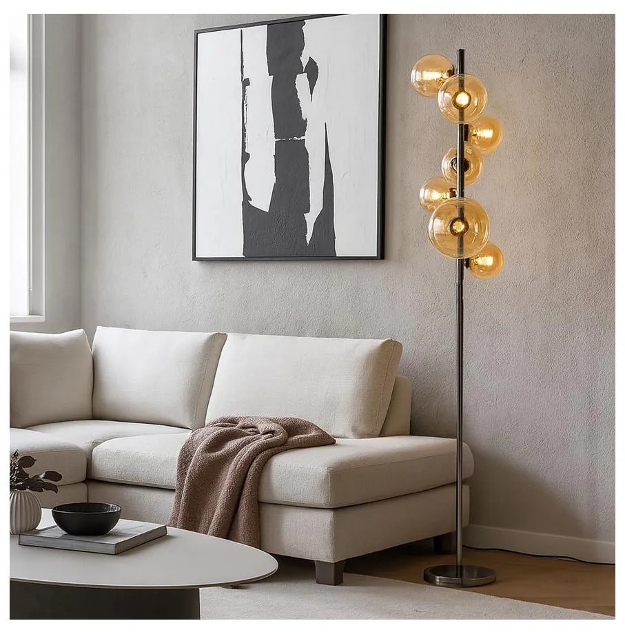 Brilagi - LED Stojacia lampa MILLA 7xG9/3W/230V čierny chróm/zlatá