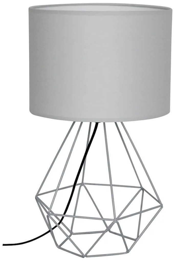 Stolná lampa Basket, 1x sivé textilné tienidlo, gre
