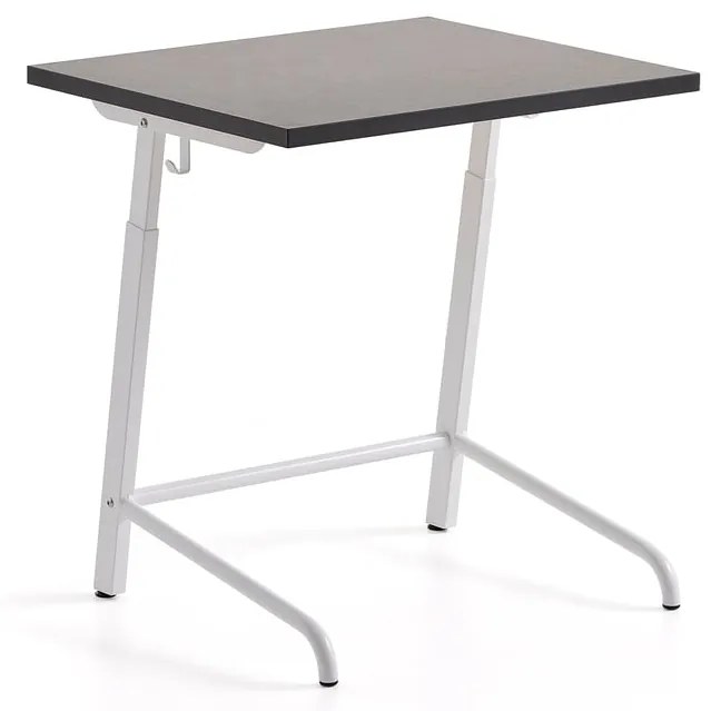 Školská lavica AXIOM, akustické linoleum, biela/tmavošedá