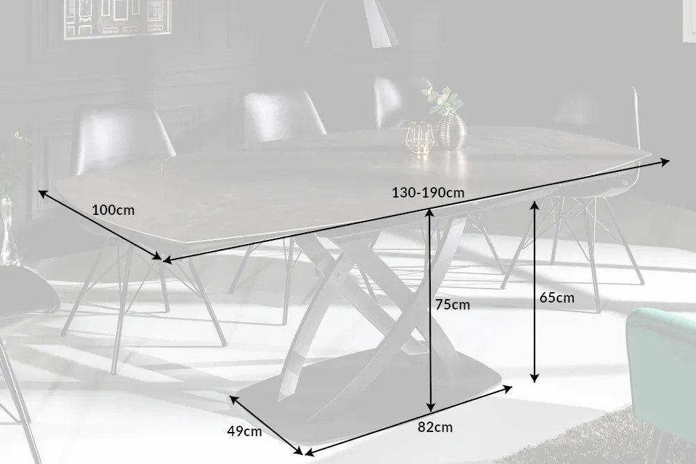 Jedálenský stôl Inceptun 130-190cm antracit keramika