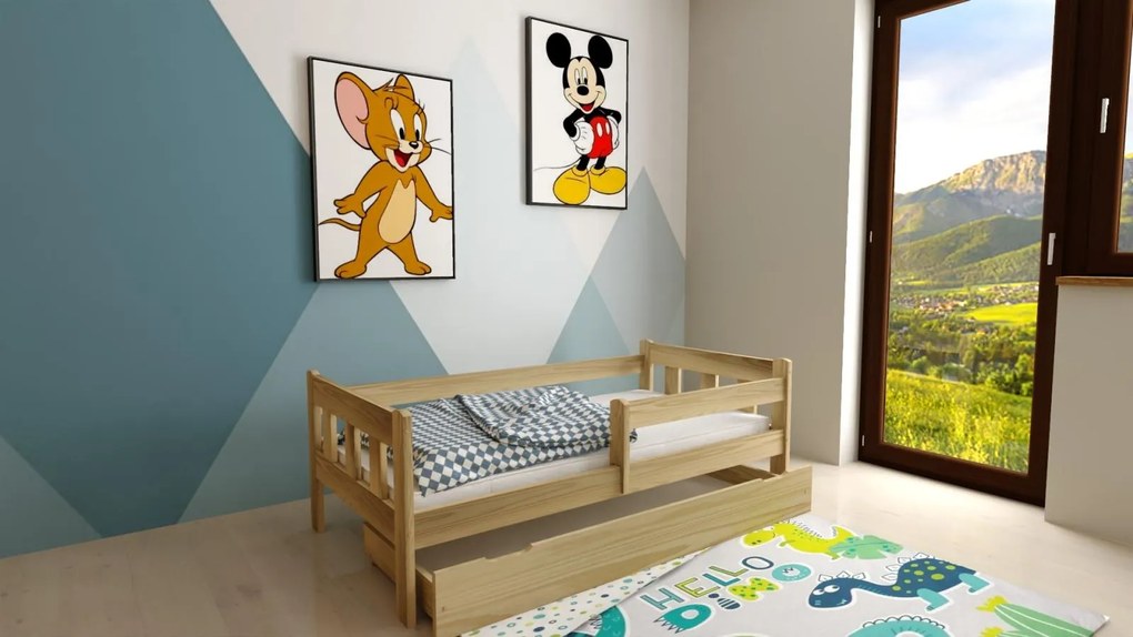 Detská posteľ z masívu borovice MÁJA - 200x90 cm - prírodná